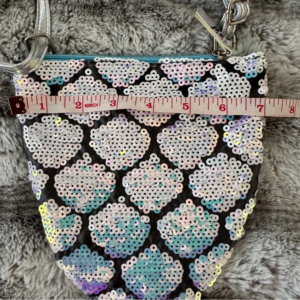 p.s. Aeropostale Kids Girls Mermaid Tail Sequin Shoulder Bag Iridescent Blue